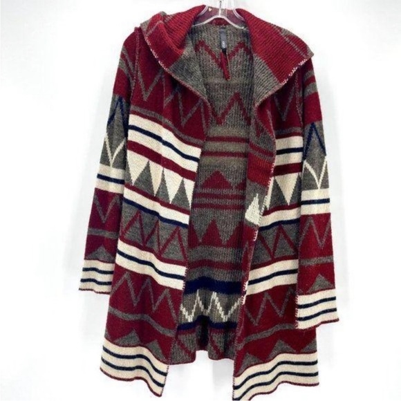 Anthro Elan NWOT Aztec  Open Front Hooded Sweater - Picture 2 of 3